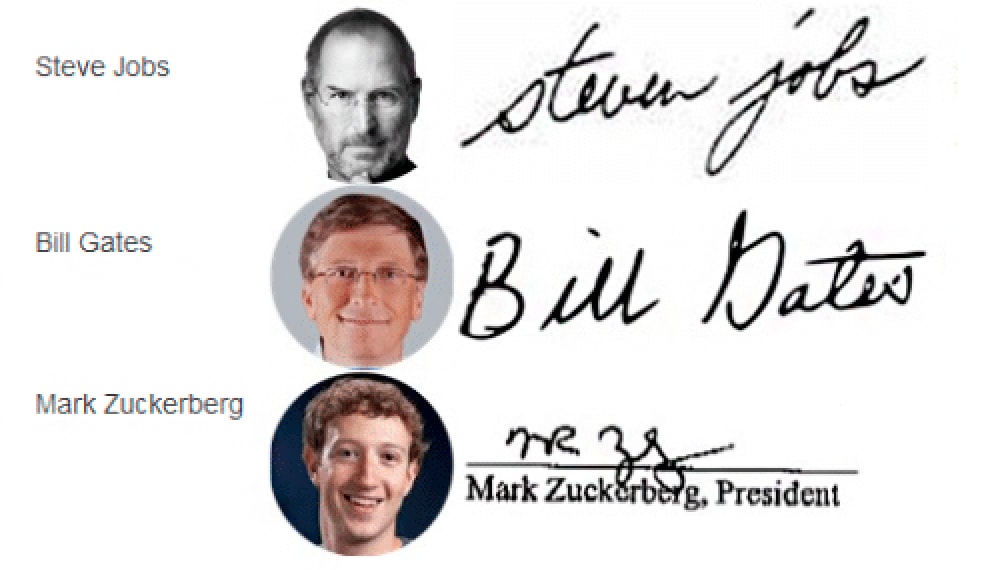 La personalidad de Steve Jobs y Bill Gates según su firma