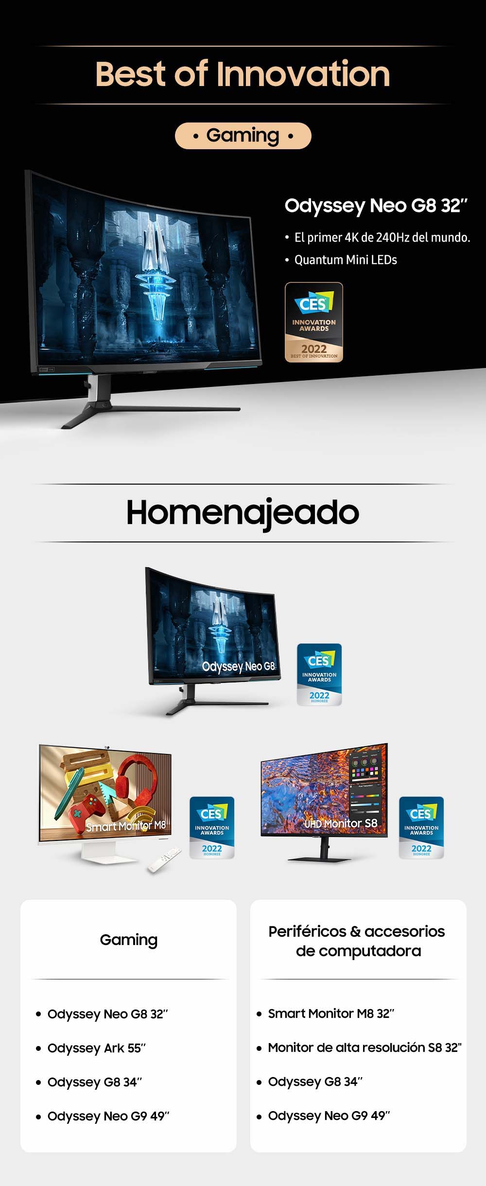 CES 2022: Reconocimientos a Samsung por sus monitores