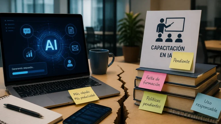 La IA se adopta rápido en el trabajo pese a brechas de capacitación