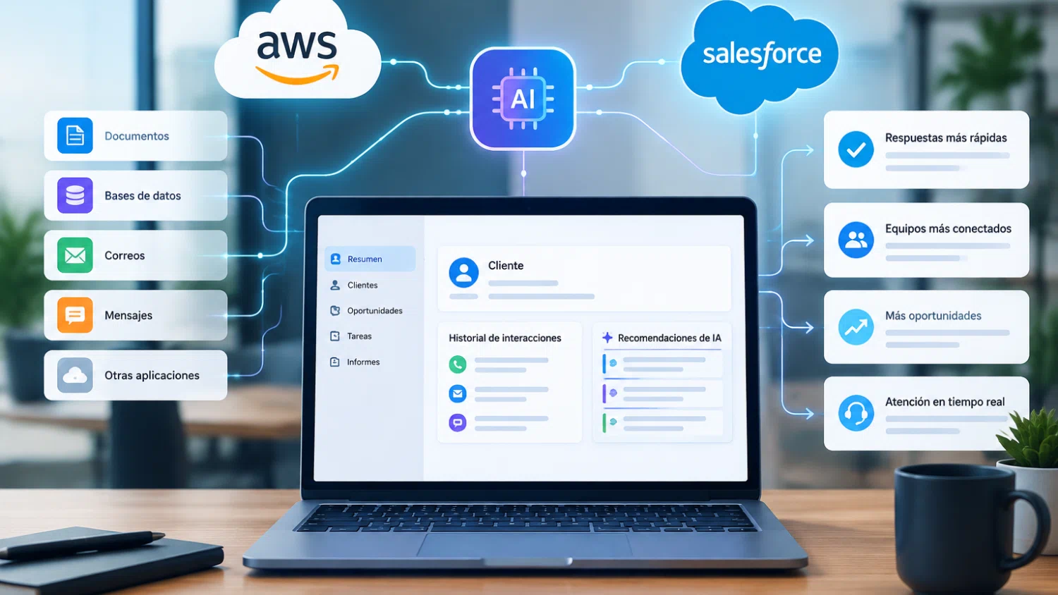 AWS y Salesforce conectan IA en flujos de trabajo